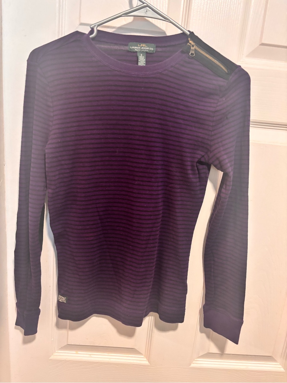 Lauren Ralph Lauren Purple Stripe Crewneck Sweater